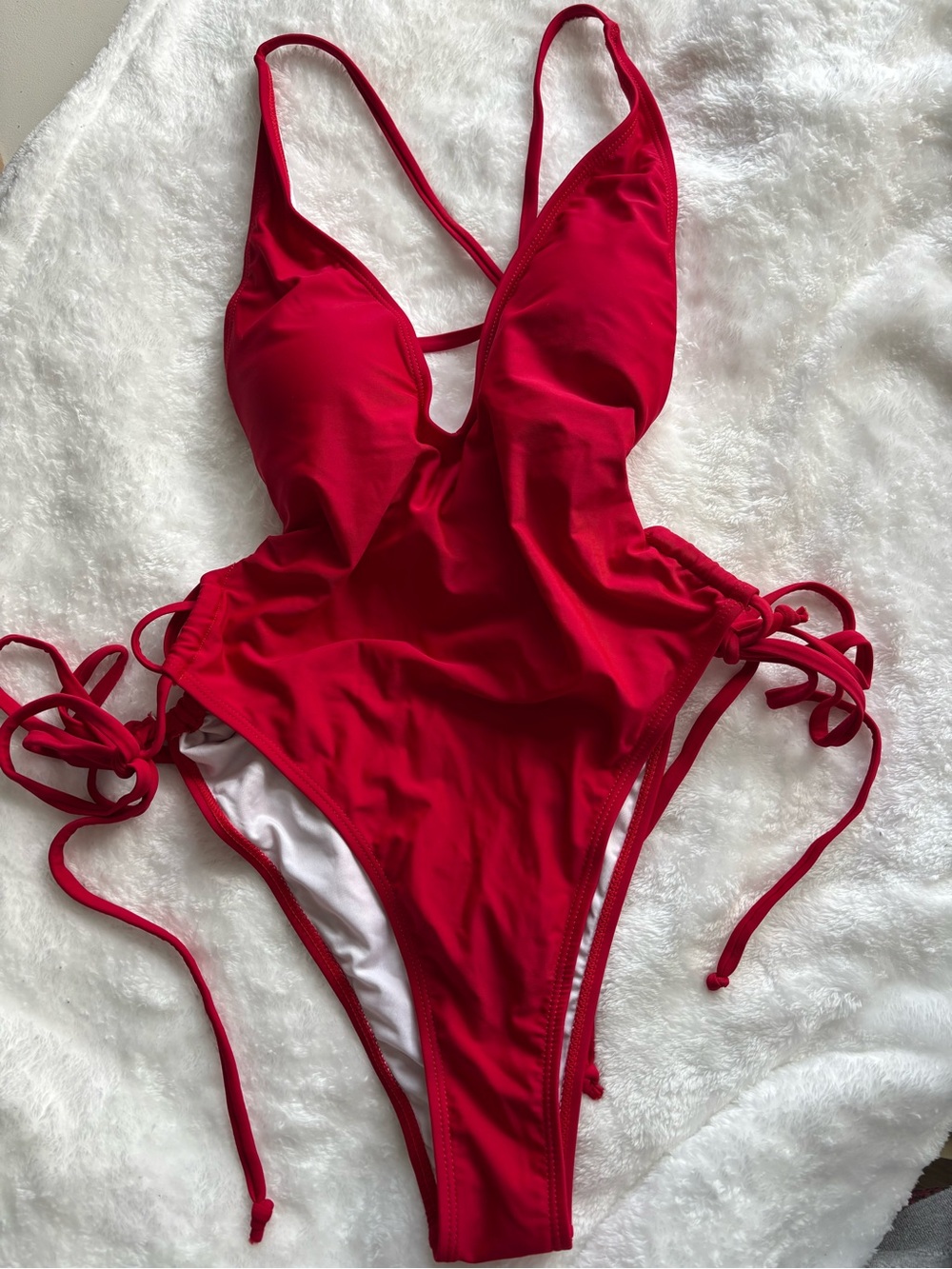 Zaful Red Kids One-Piece Swimsuit with Side Ties
